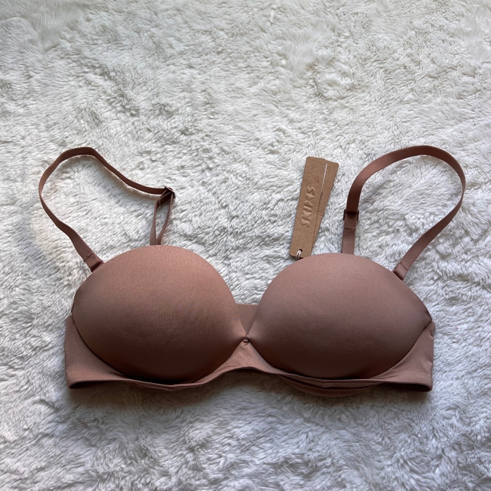 Skims Fits Everybody T-Shirt Bra Clay Brown 32B RN158973 Underwire Seamless NWT